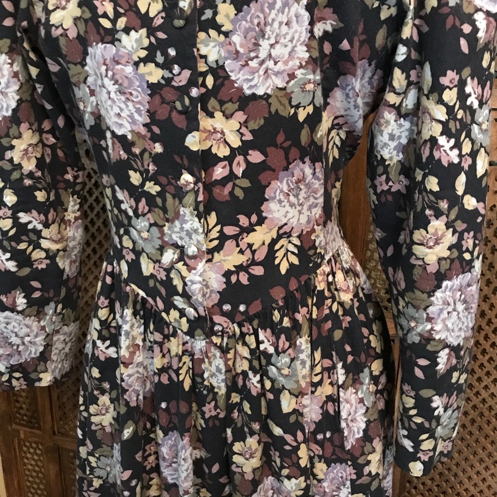 Vintage Laura Ashley Cotton Dress Floral Fall